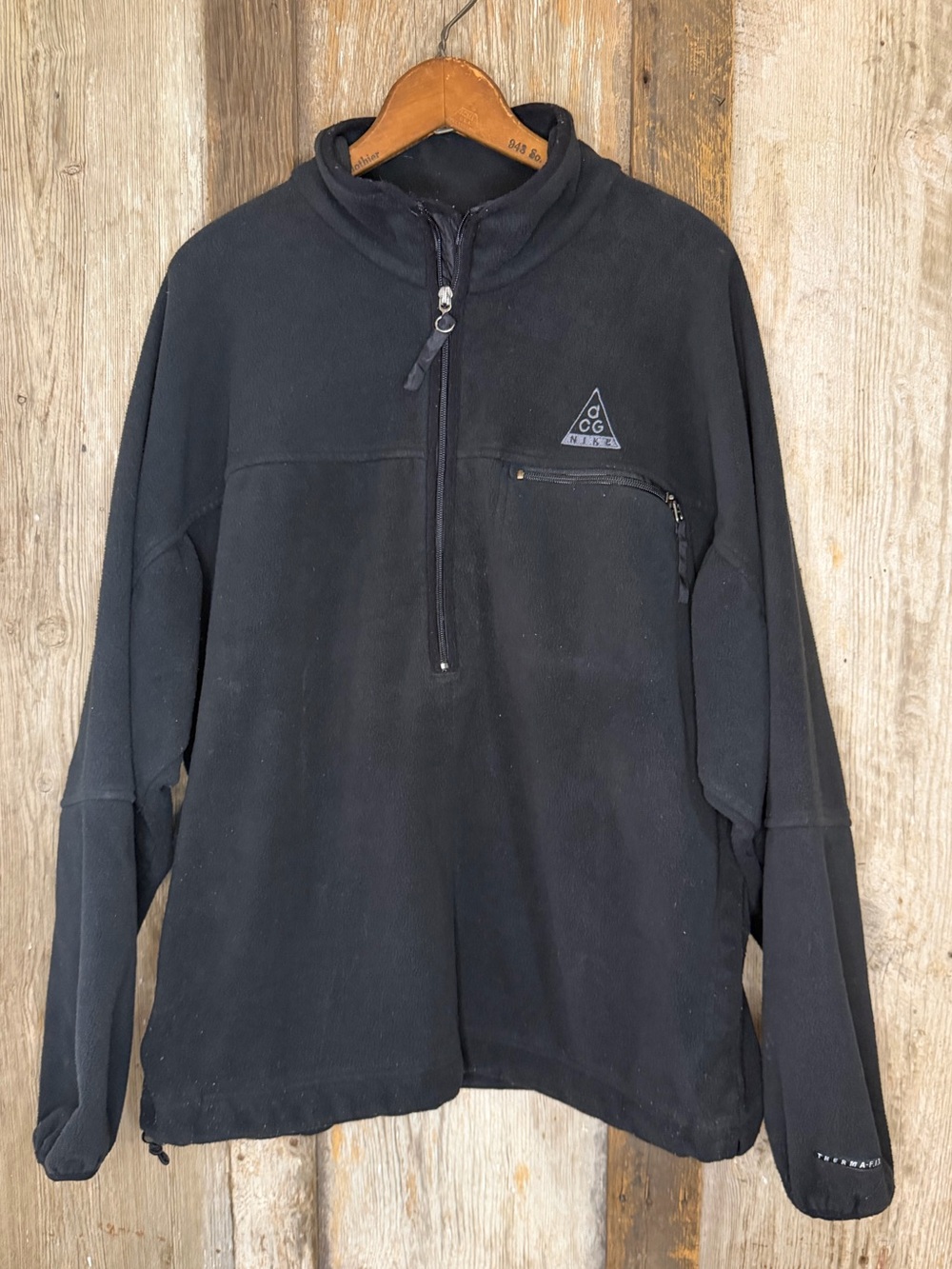 VTG 90s Y2K Nike ACG Therma-Fit Oversized Black Half-Zip Fleece Pullover MEDIUM